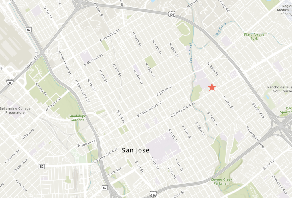 1135 East Santa Clara Street Site Location, image via ArcGIS Online