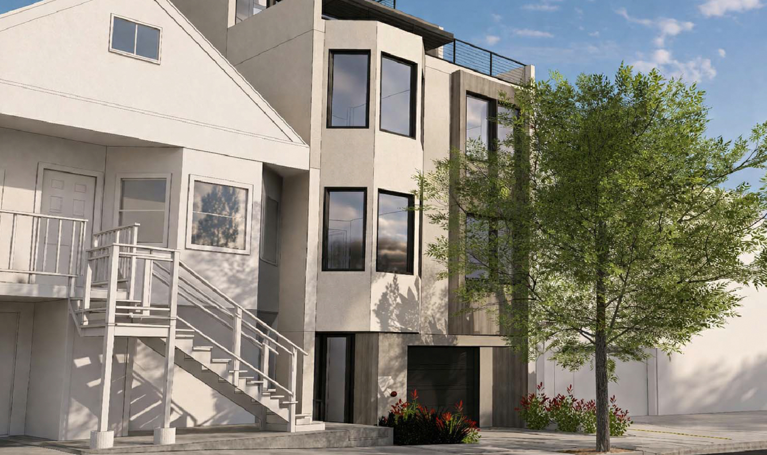 1844 Church Street pedestrian view, rendering by Troy Kashanipour Architecture