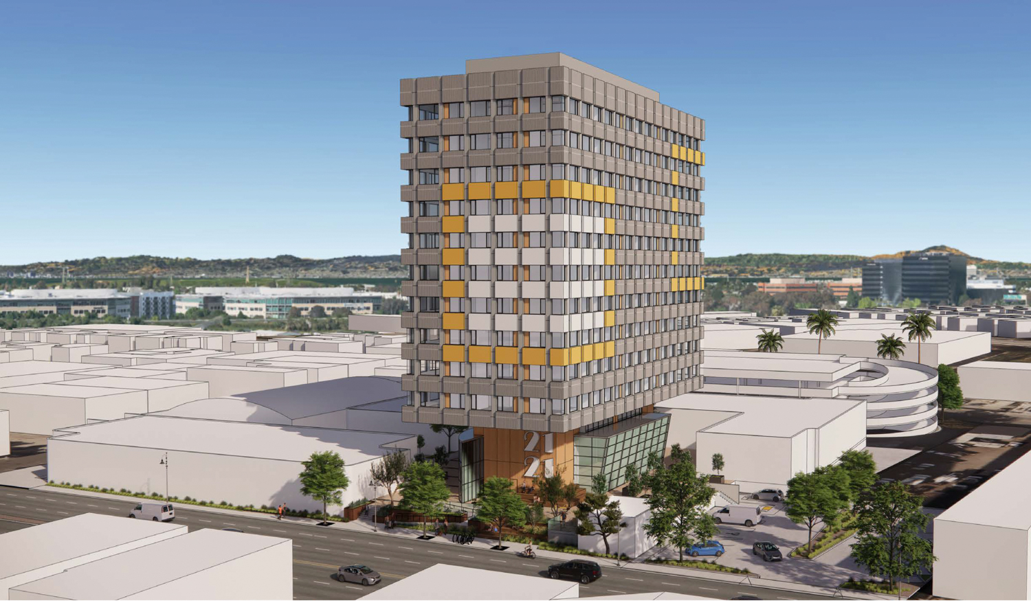 2121 South El Camino Real, rendering by TCA Architects