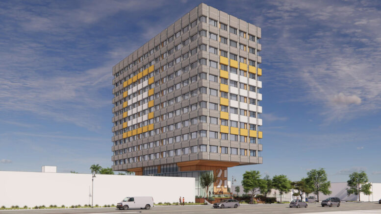 2121 South El Camino Real street view, rendering by TCA Architects