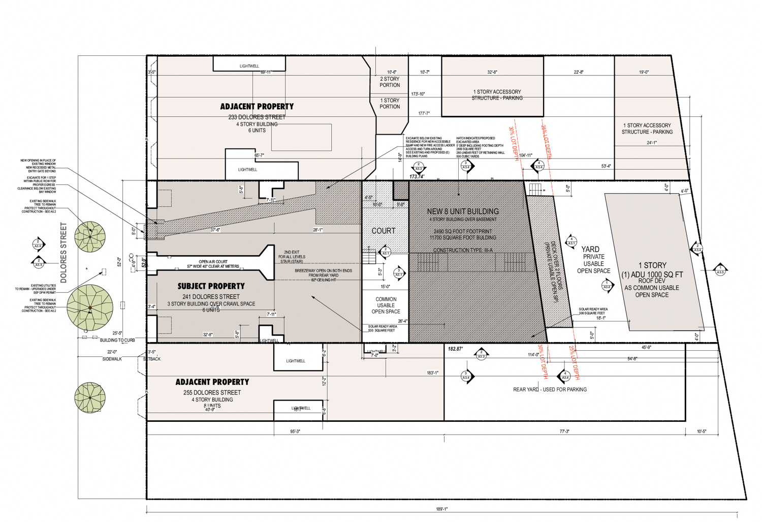 241 Dolores Street site plan, illustration by Knock Architecture and Design