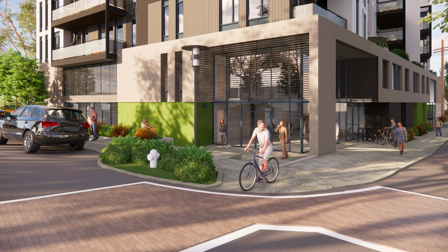 3458 Mount Diablo Boulevard pedestrian activity, rendering by Ascend Architecture