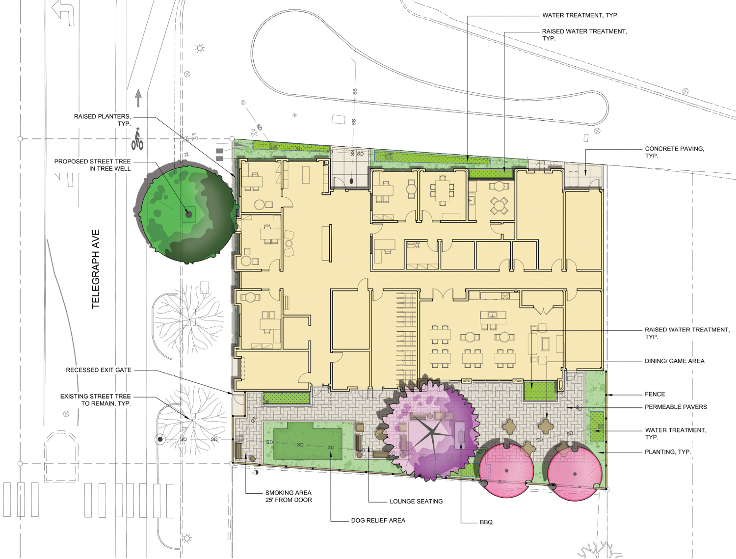 3720 Telegraph Avenue site plan, illustration by HKIT Architects