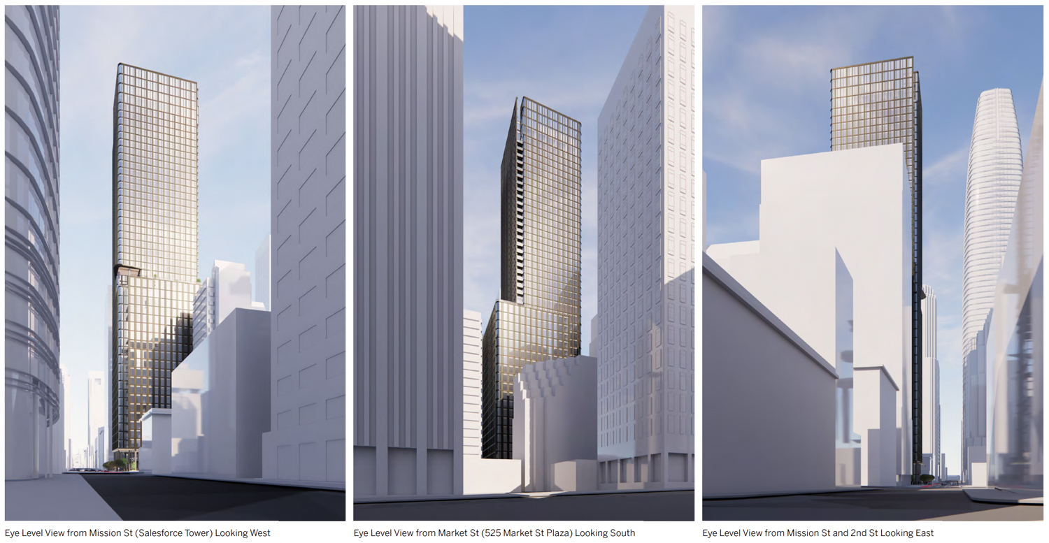 536 Mission Street mixed-use iteration, rendering by SOM