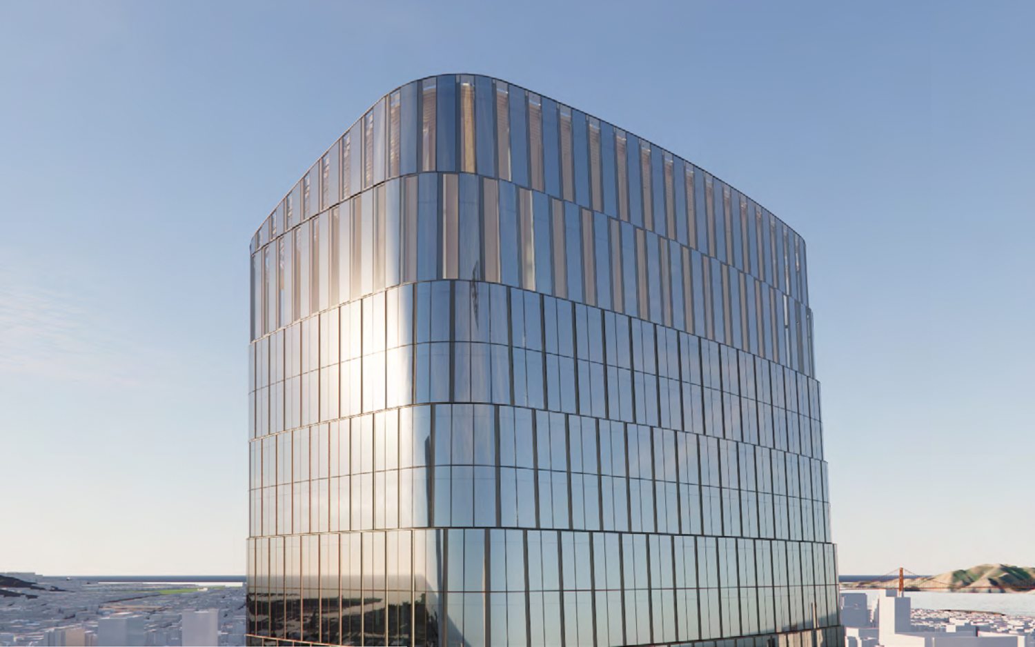 536 Mission Street office iteration view of the crown, rendering by SOM