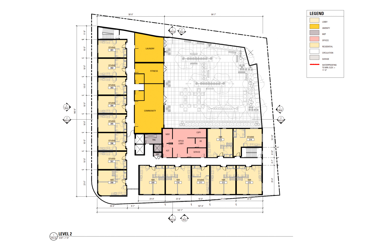 705 Veterans Boulevard second-level floor plan, illustration by BAR Architects and Interiors
