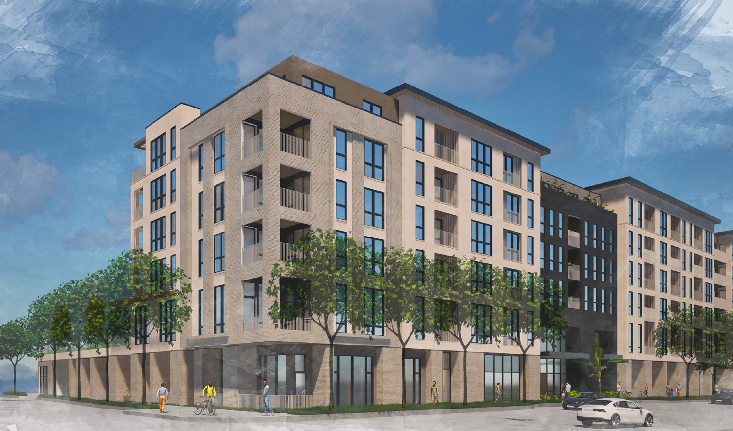 715 North San Mateo Drive corner street view, rendering by Winder Gibson Architects