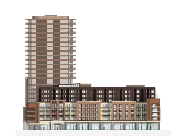 924 3rd Street facade over 3rd Street, illustration by Studio KDA