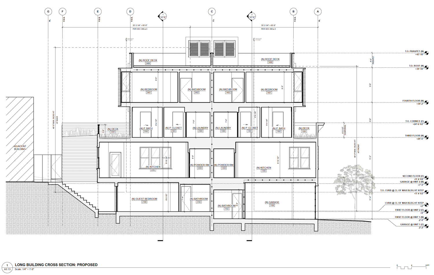 998 Sanchez Street cross-section, illustration by John Lum Architecture