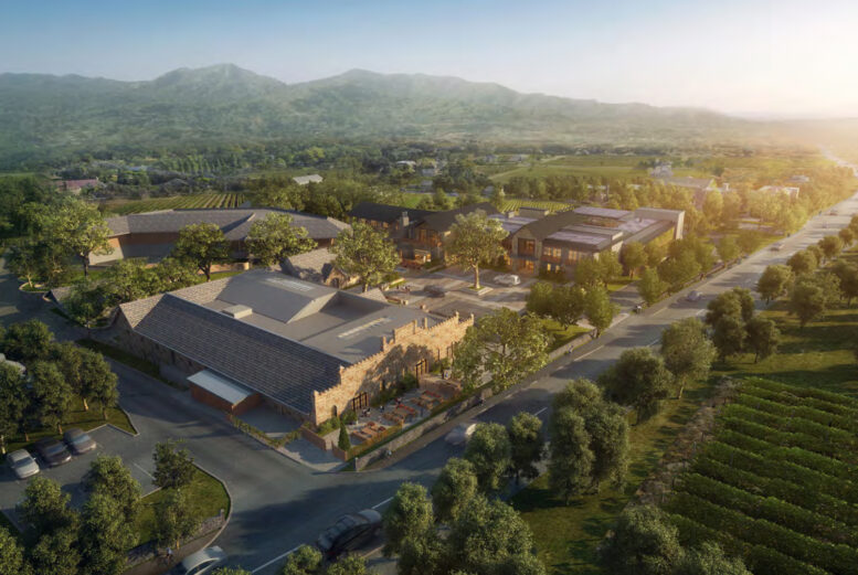 Freemark Inn at the Abbey aerial, rendering by 10 Design