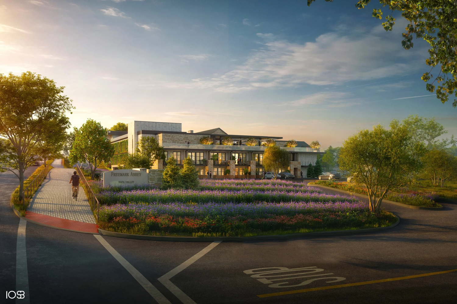 Freemark Inn at the Abbey pedestrian view, rendering by 10 Design