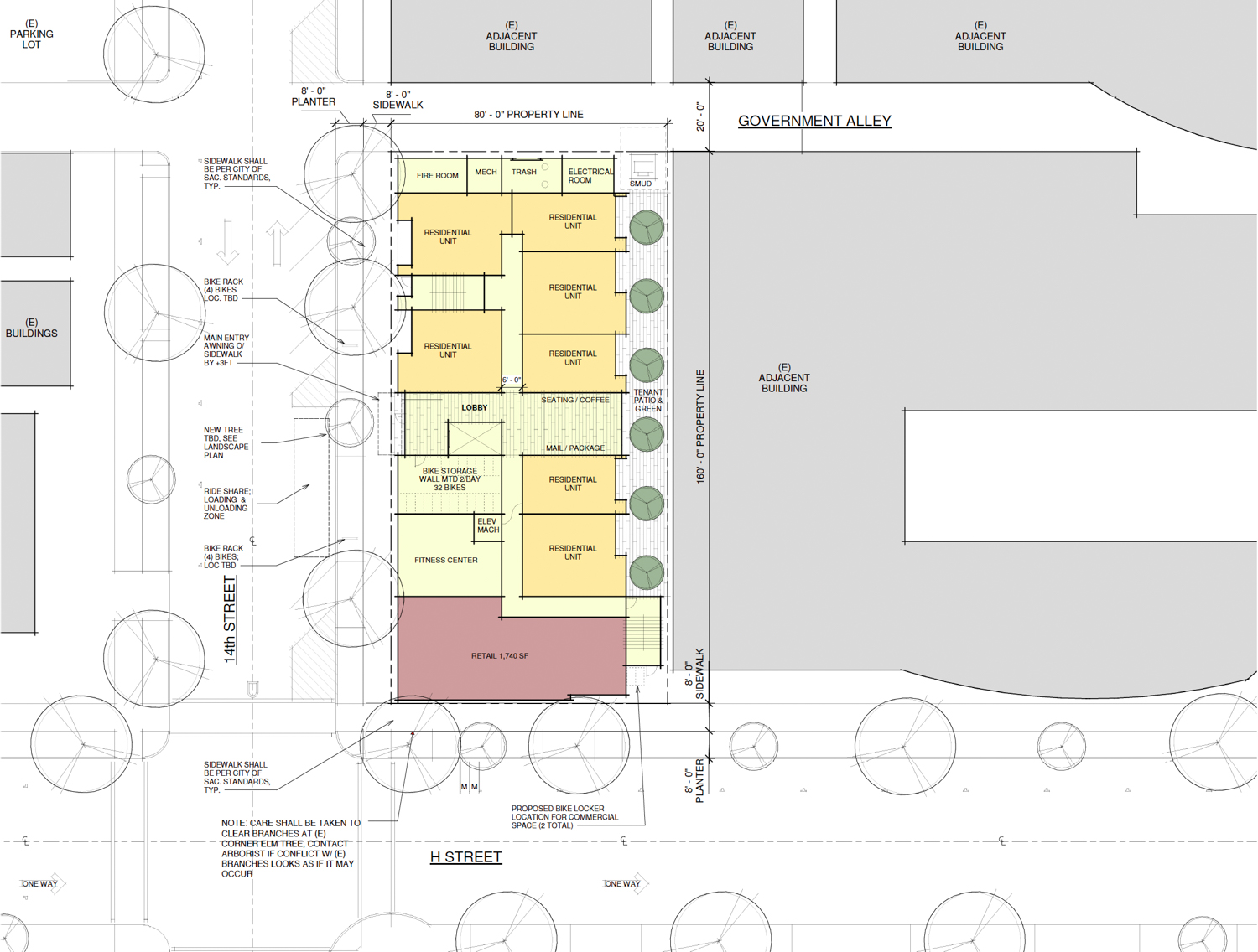 1401 H Street site plan, illustration by Vrilakas Groen Architects