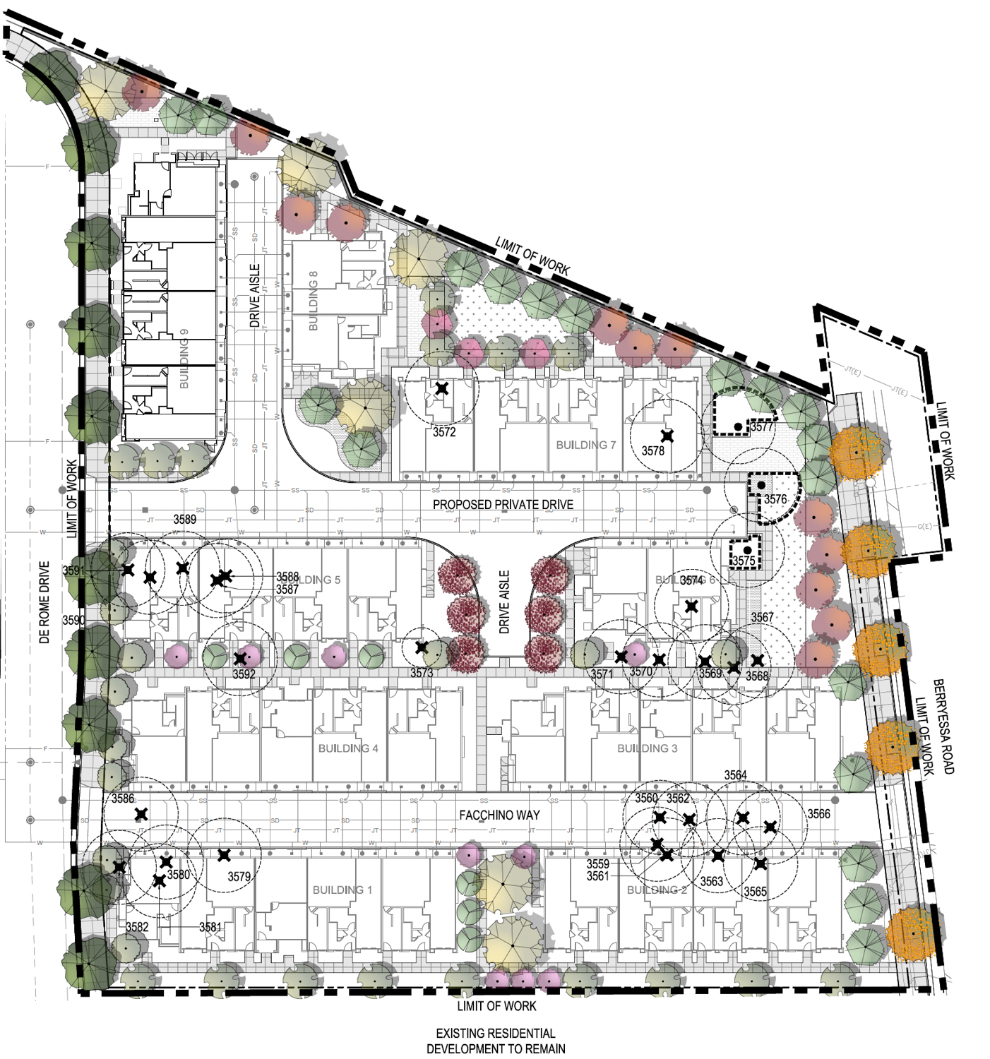 1655 Berryessa Road townhouse site map, illustration by SDG Architects