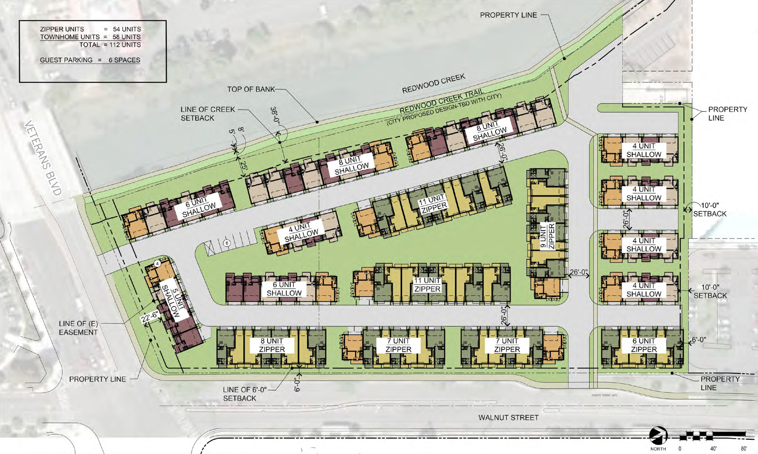 300-400 Walnut Street site plan, illustration by SDG Architects