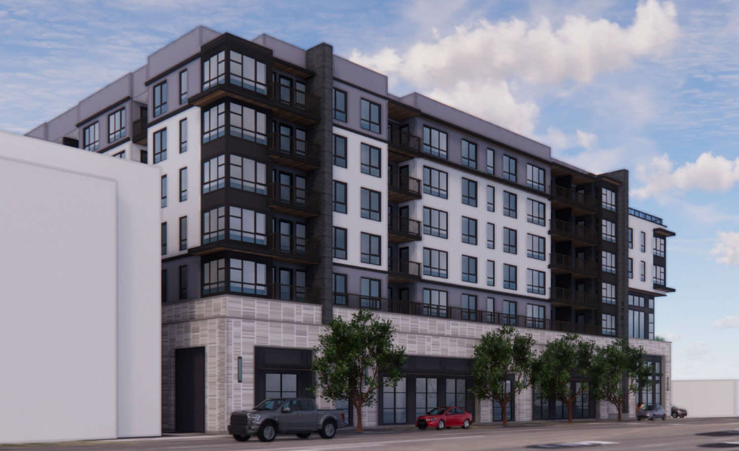 3781 El Camino Real side view, rendering by BDE Architecture
