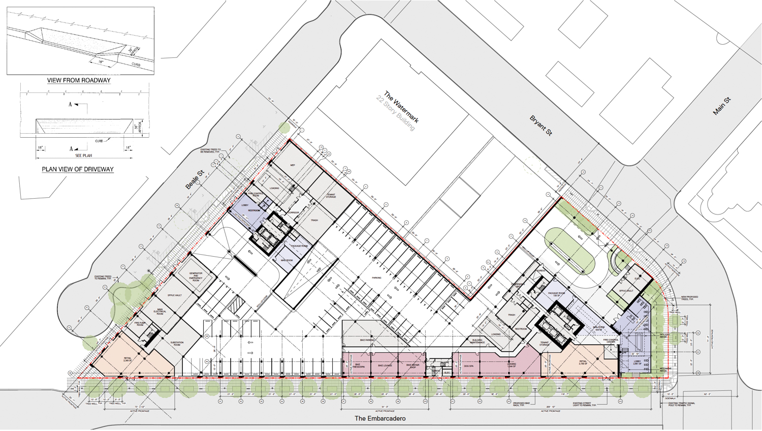 555 Beale Street site plan, illustration by Grimshaw & Perry Architects