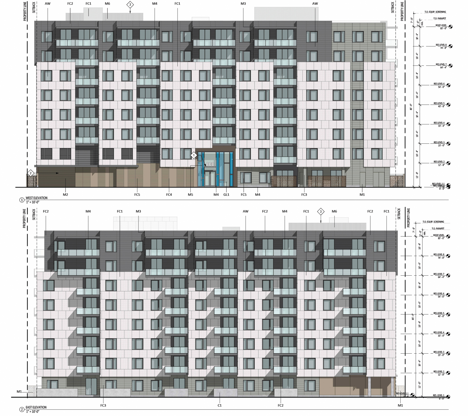 800 San Antonio Road facade elevation, illustration by Lowney Architects
