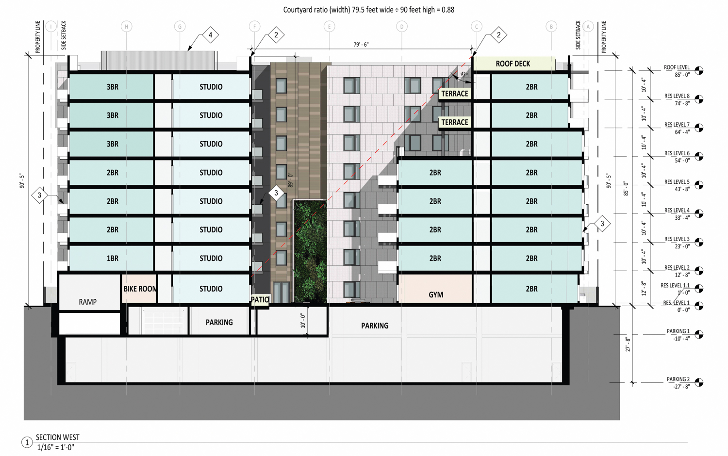 800 San Antonio Road vertical cross-section, illustration by Lowney Architects