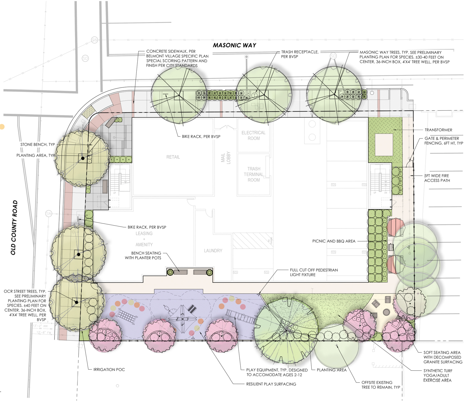 951 Old County Road site plan, illustration by AO