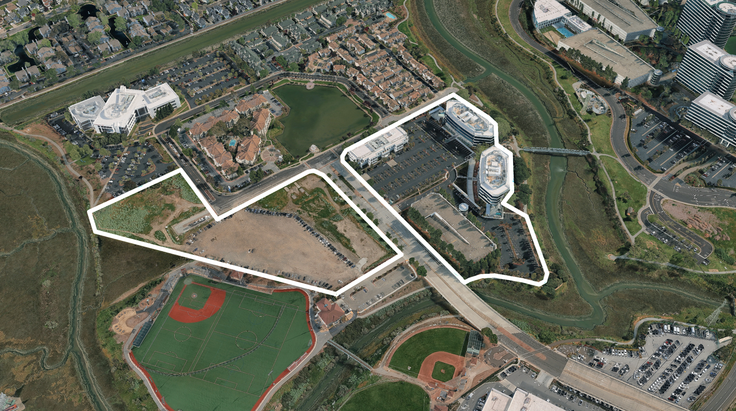 Island Parkway outlined approximately by YIMBY, image via Google Satellite
