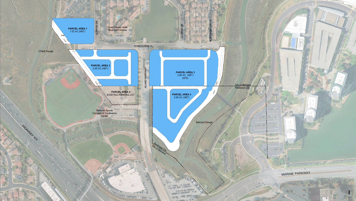 Island Parkway parcel map, illustration by KTGY