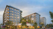 1215 Bordeaux Drive evening view, rendering by KTGY