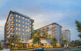1215 Bordeaux Drive evening view, rendering by KTGY