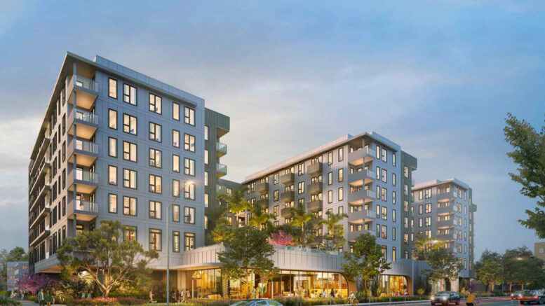 1215 Bordeaux Drive evening view, rendering by KTGY