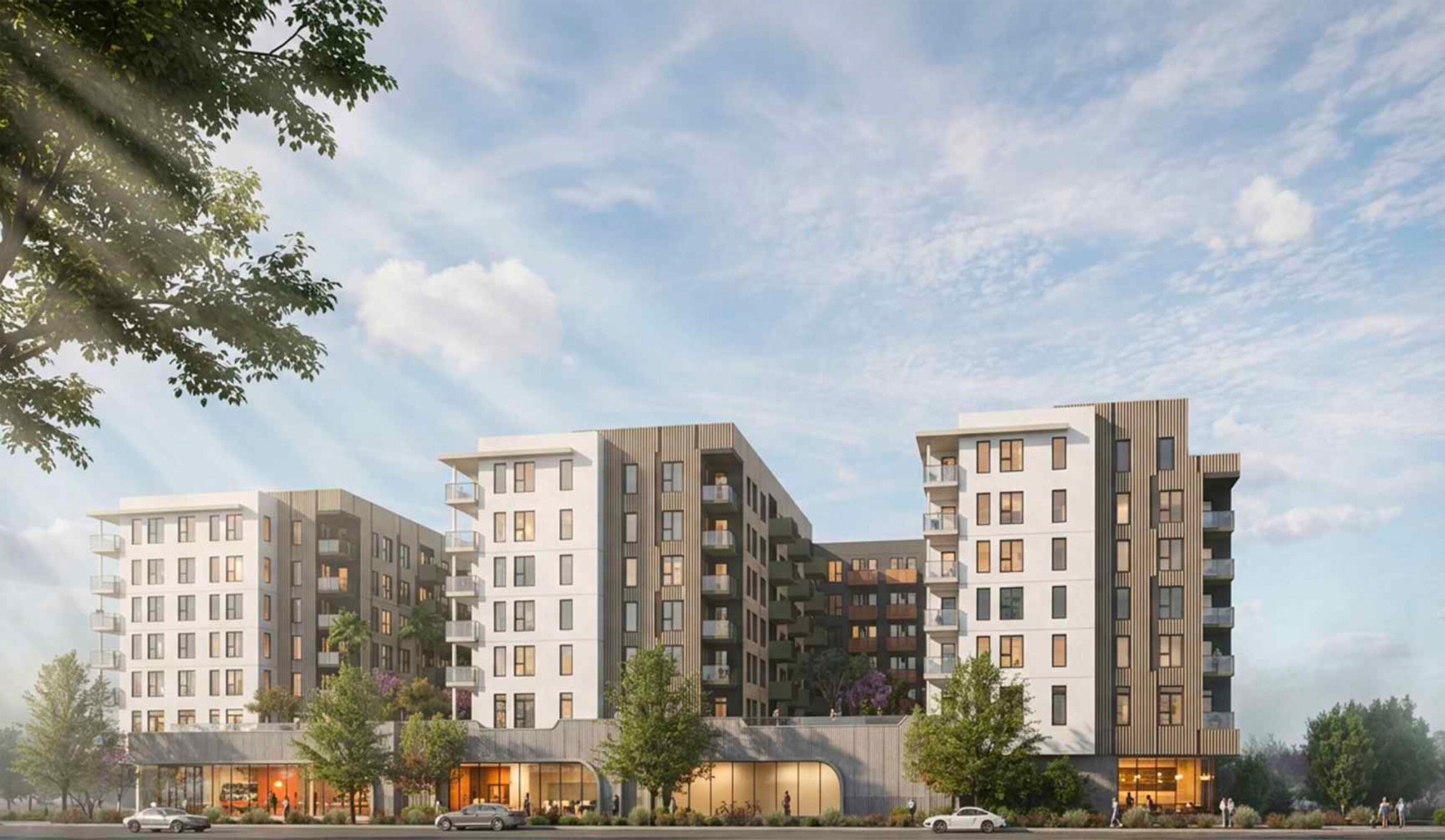 1215 Bordeaux Drive view of the podium views, rendering by KTGY