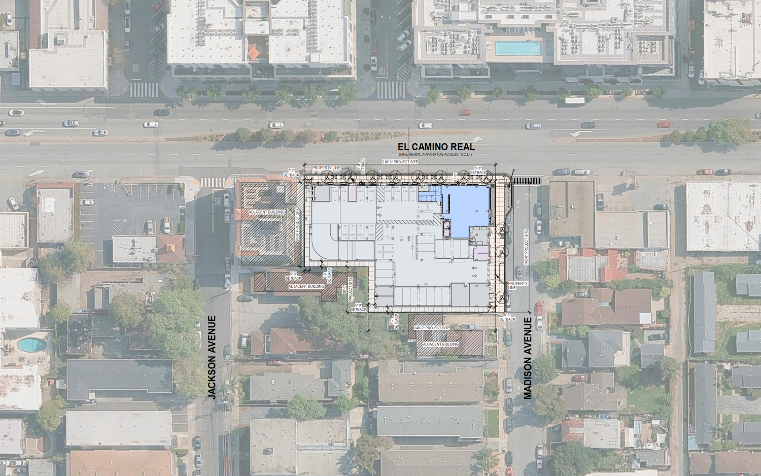 1330 El Camino Real site plan, illustration by BDE Architecture