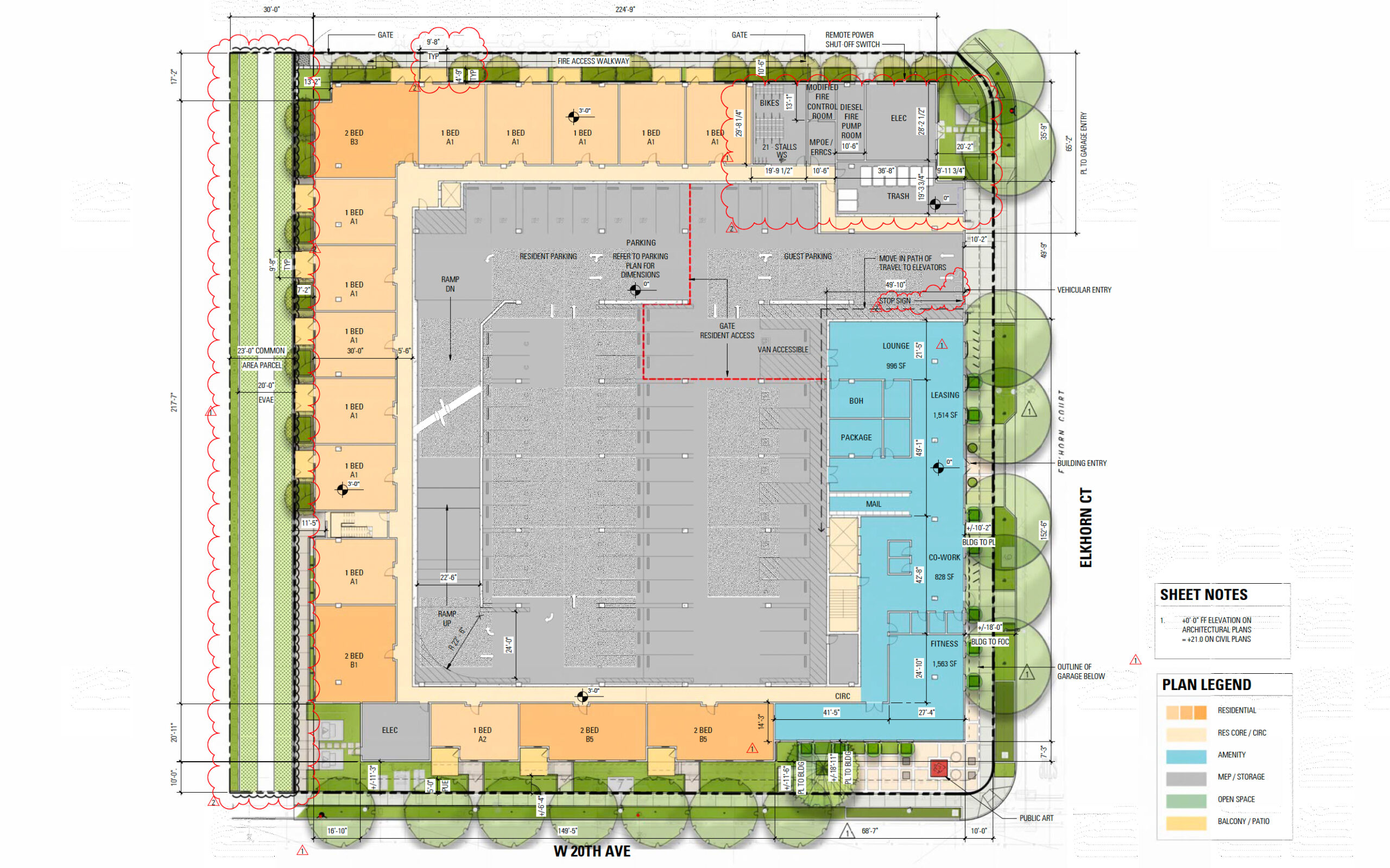 220 West 20th Avenue ground-level floor plan, illustration by BAR Architects & Interior