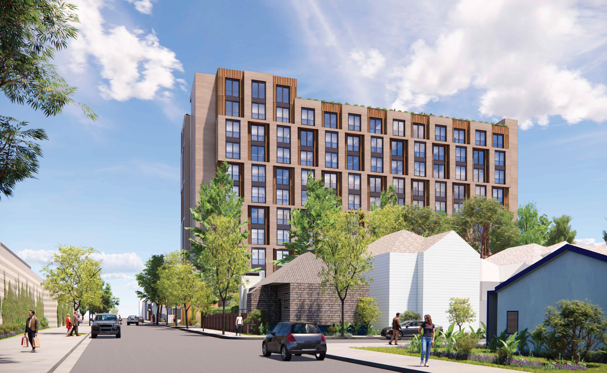 2920 Shattuck Avenue pedestrian view, rendering by SDT Architects