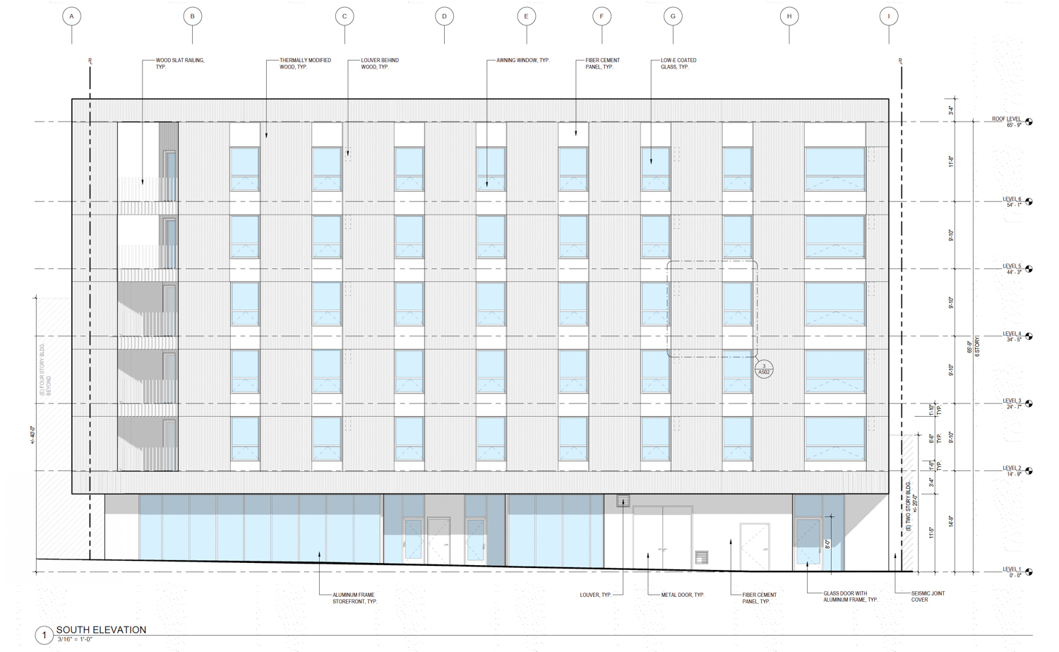 3230 24th Street facade elevation, illustration by Wong Logan Architects