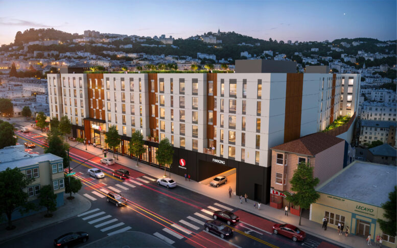 3350 Mission Street overview, rendering by Perry Architects