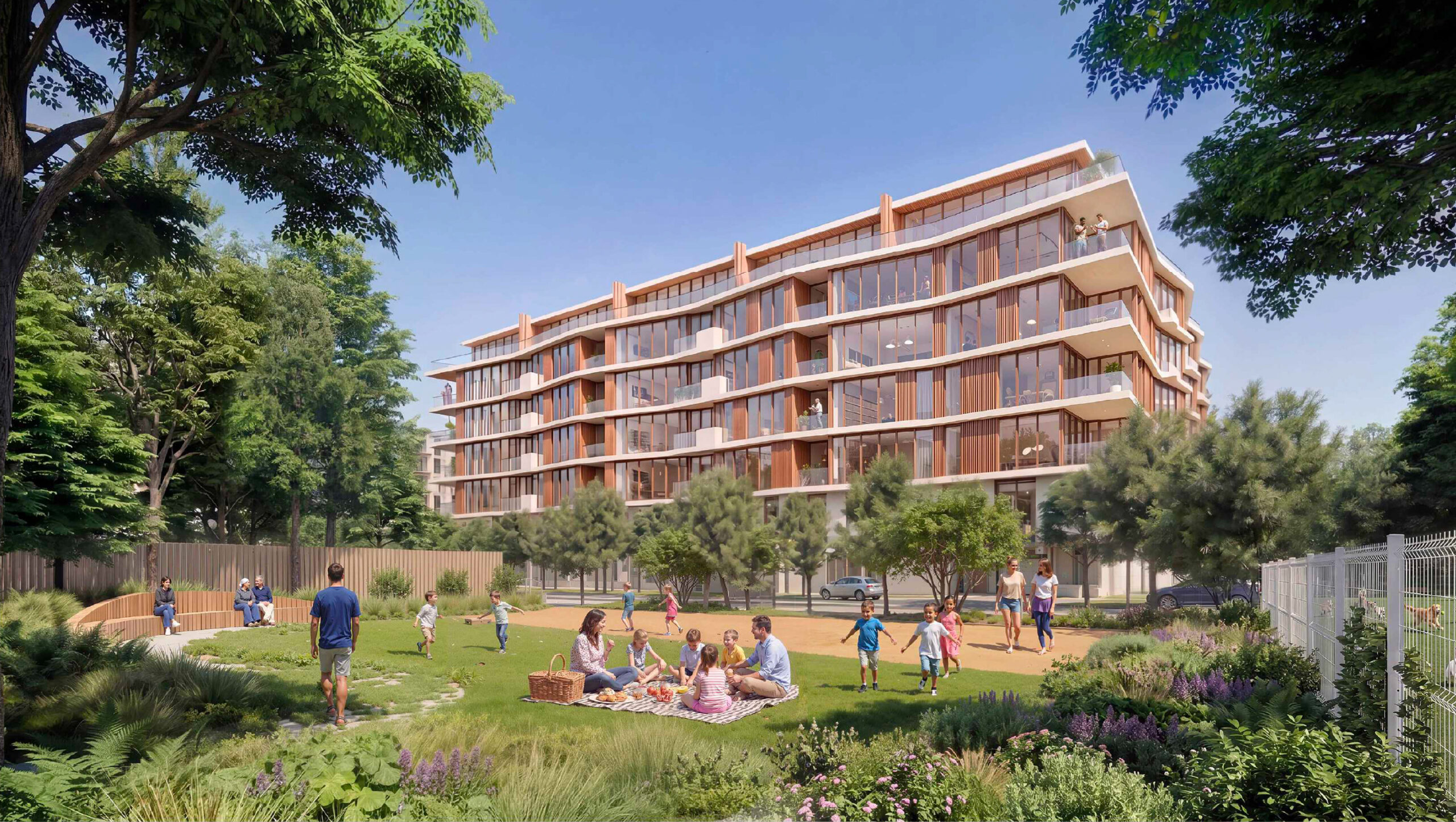 345 Middlefield Road facing Residential Building E, rendering by Gensler