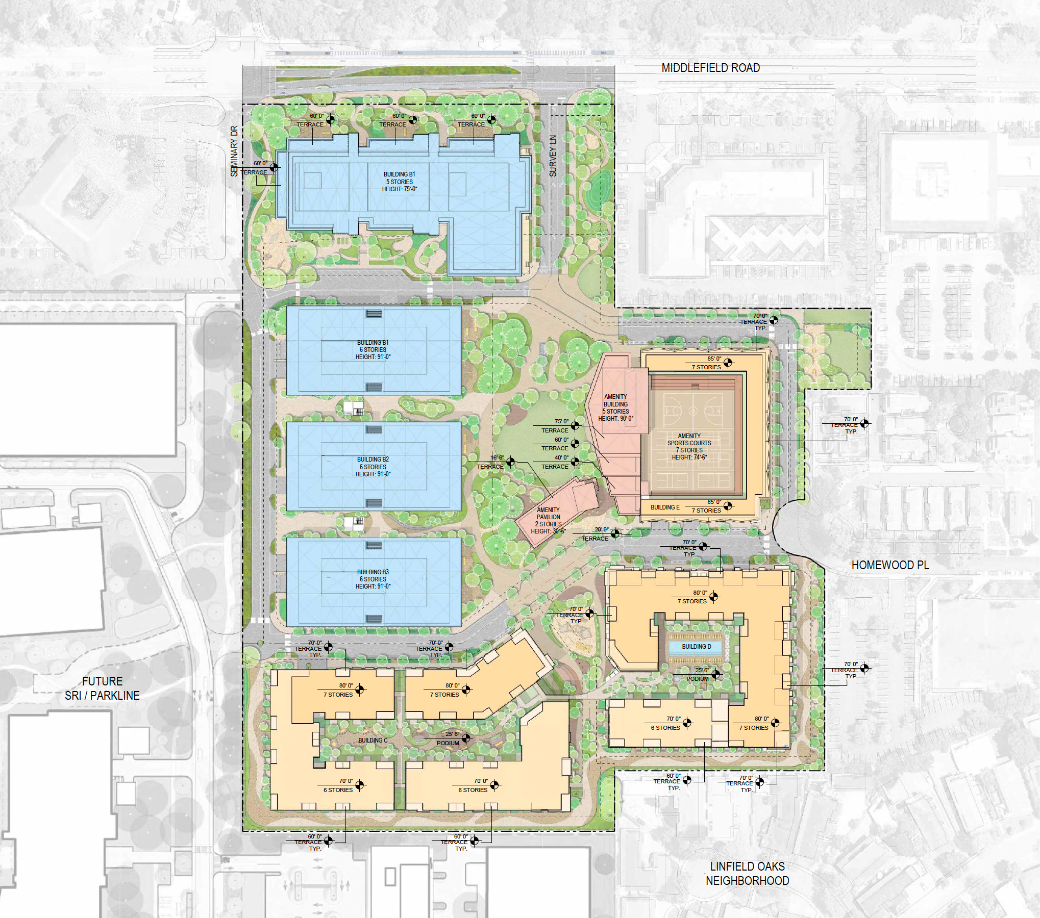 345 Middlefield Road site plan, illustration by Gensler