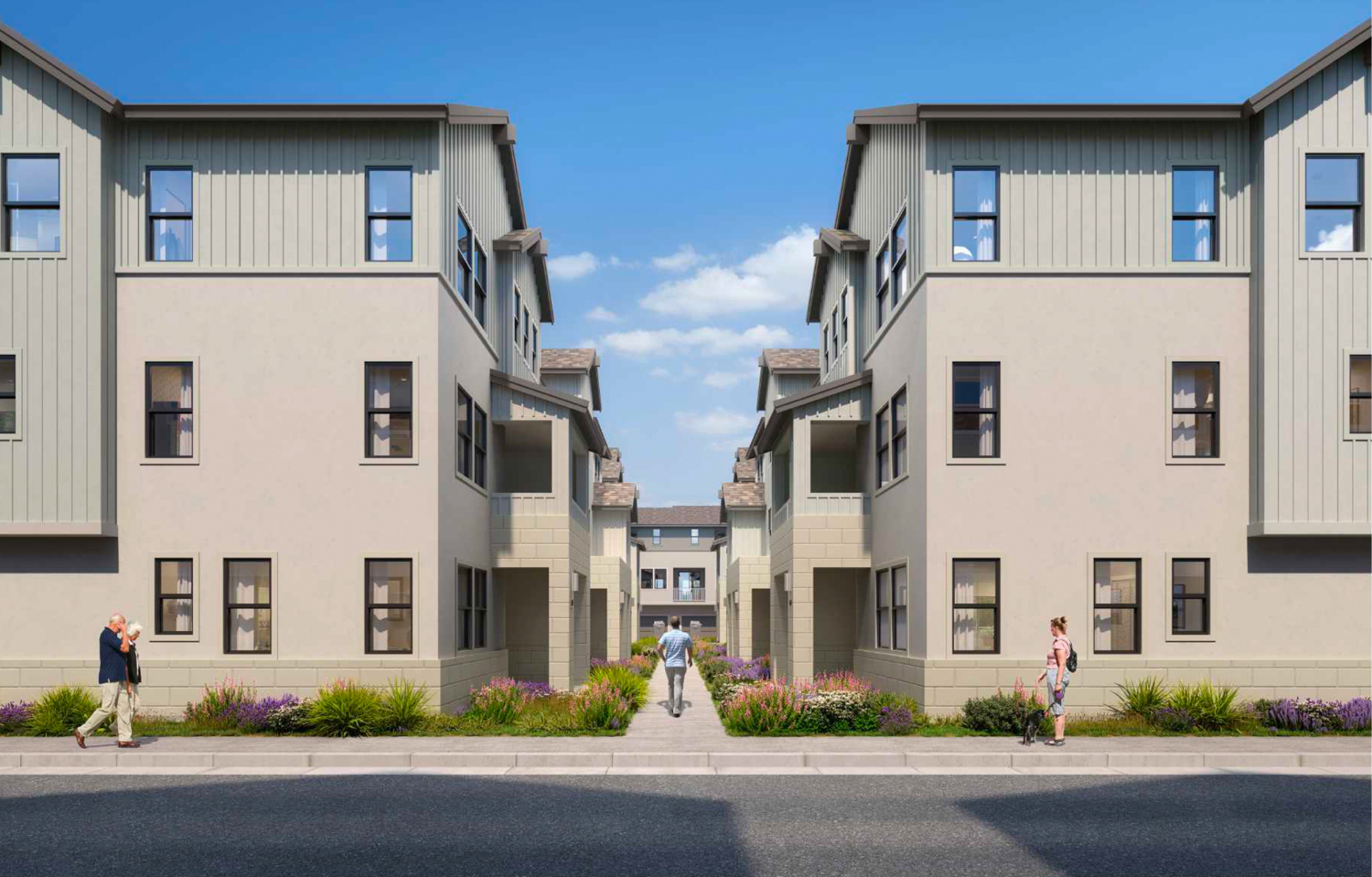 68 Willow Road central walkway, rendering by SDG Architects