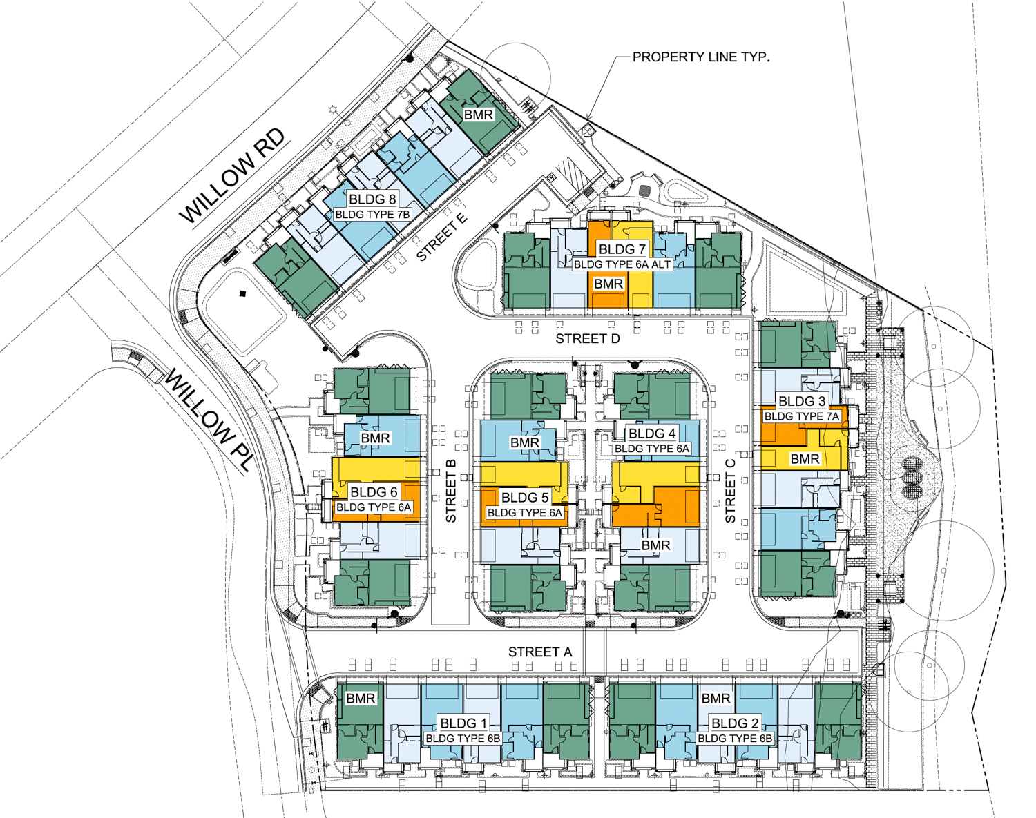 68 Willow Road site plan, illustration by SDG Architects