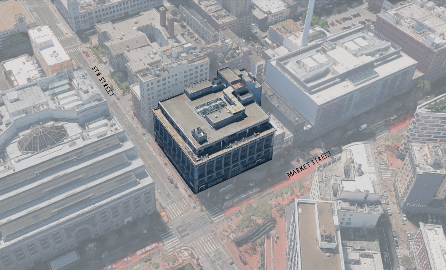 901 Market Street aerial view, image via Ankrom Moisan Architects