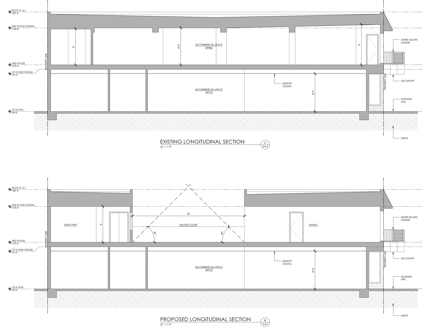 906 Clement Street vertical cross-section, illustration by T Square Design