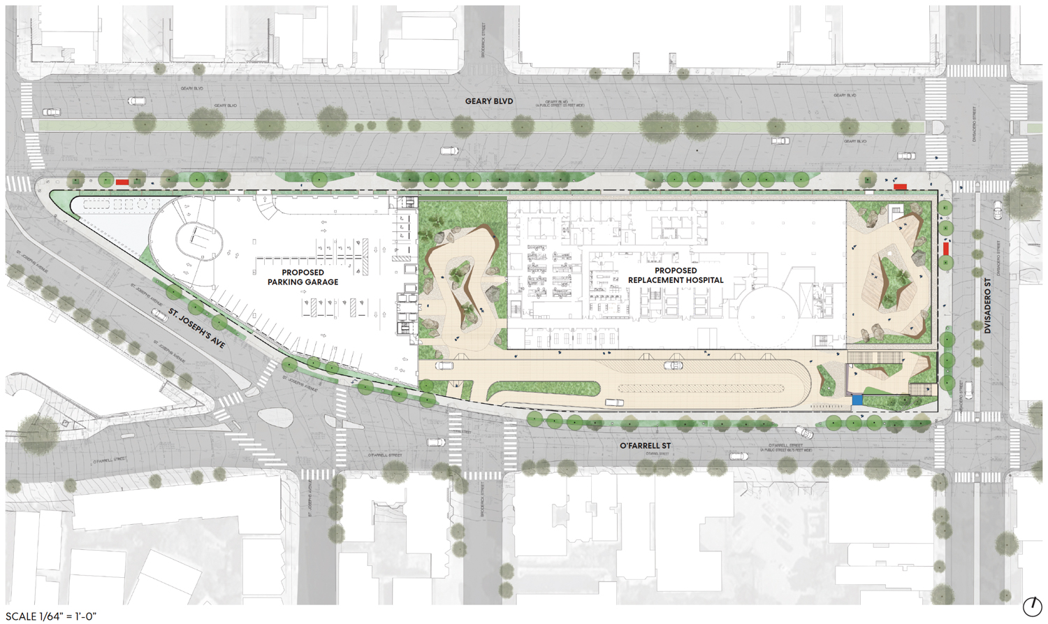 Kaiser Permanente San Francisco replacement hospital site plan, illustration by Perkins&Will
