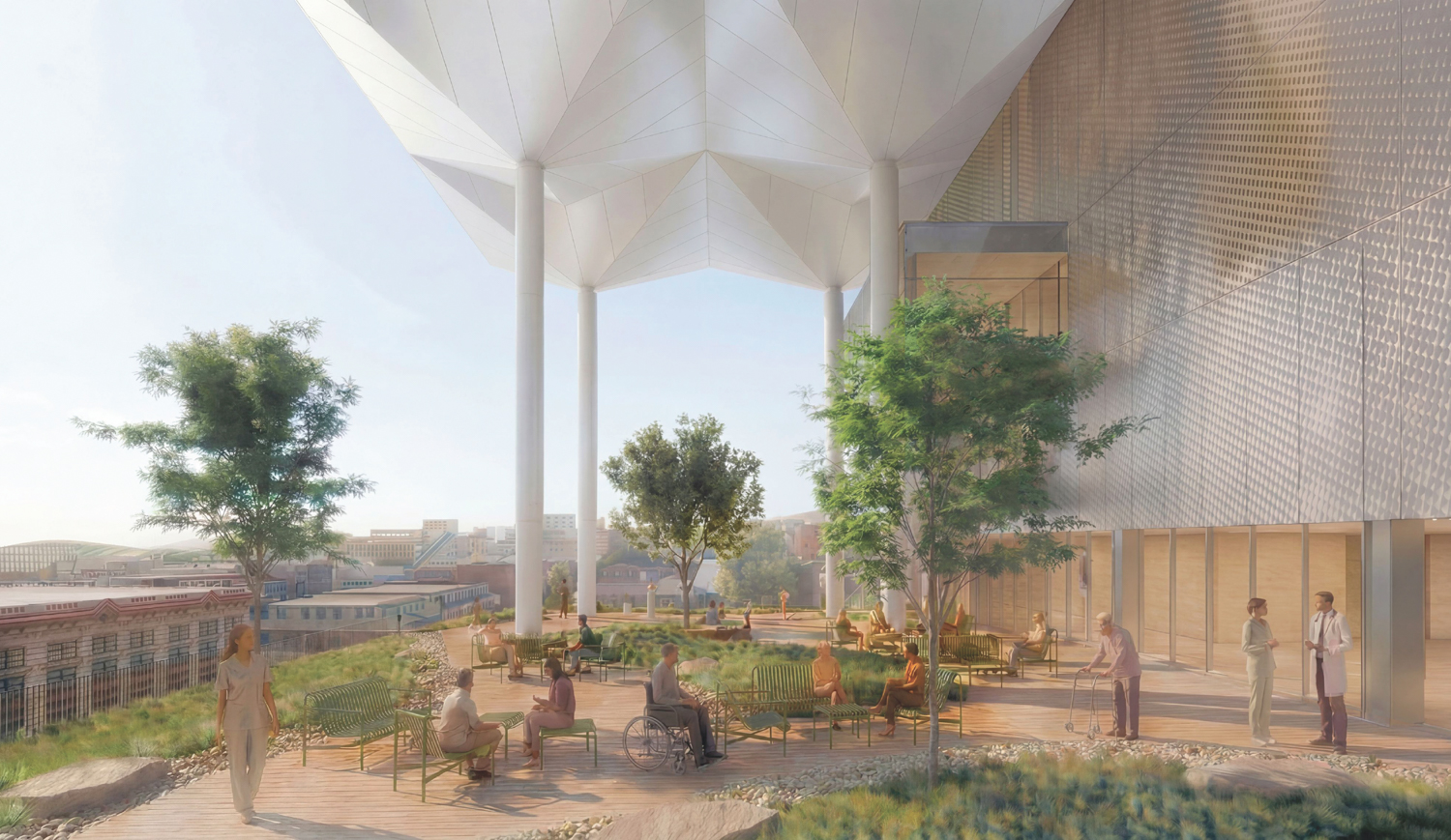 Kaiser Permanente San Francisco replacement hospital third-floor deck, rendering by Perkins&Will