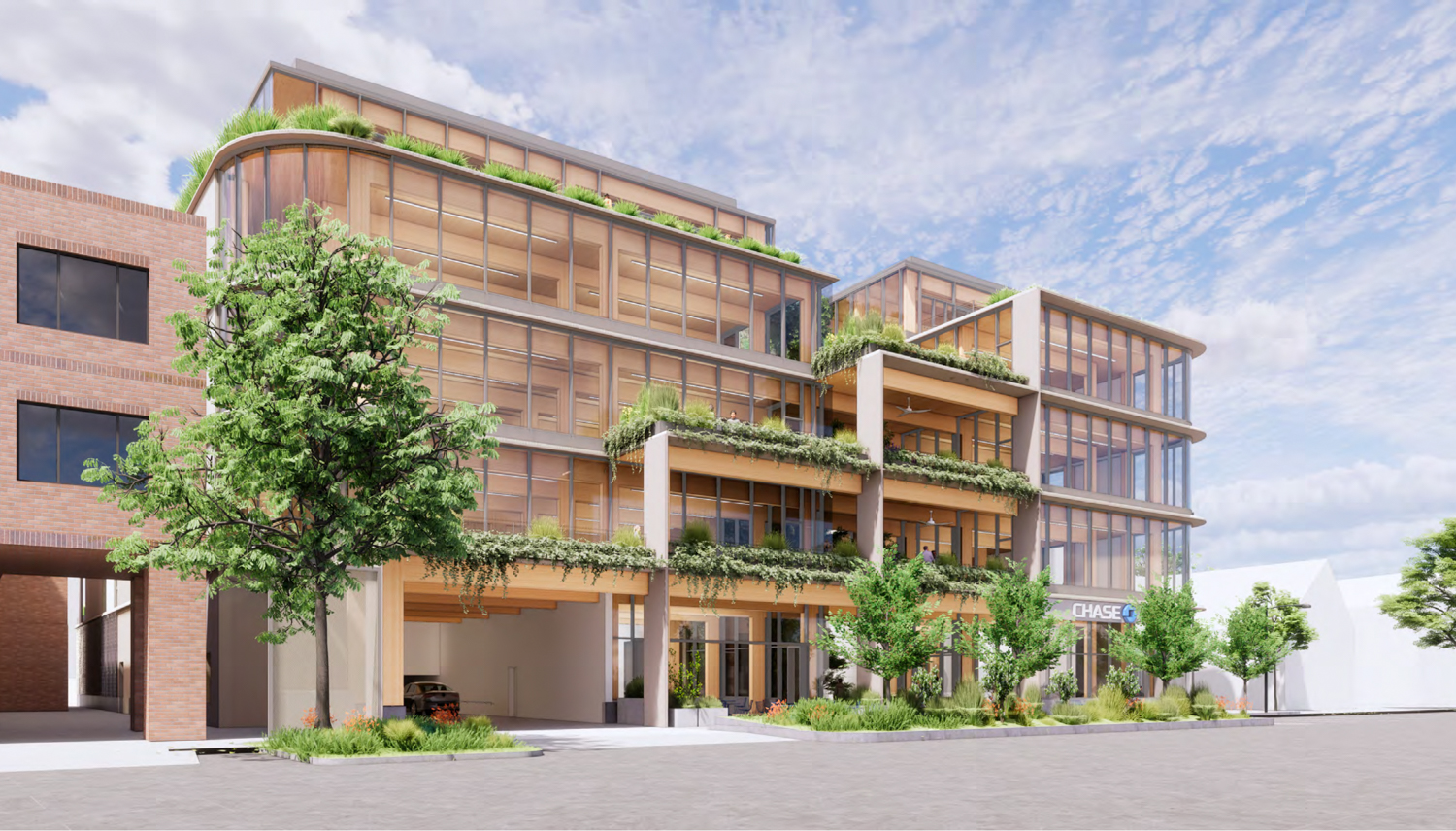 1430 Chapin Avenue pedestrian view, rendering by Lever Architecture