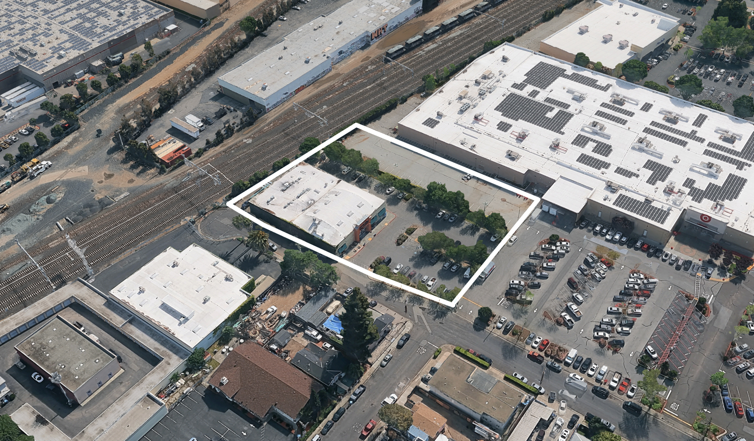 150 Charter Street outlined approximately according to the planning set, image via Google Satellite