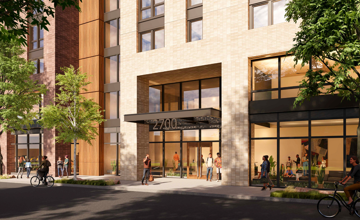 2700 Shattuck Avenue lobby entrance, rendering by SDT Architects
