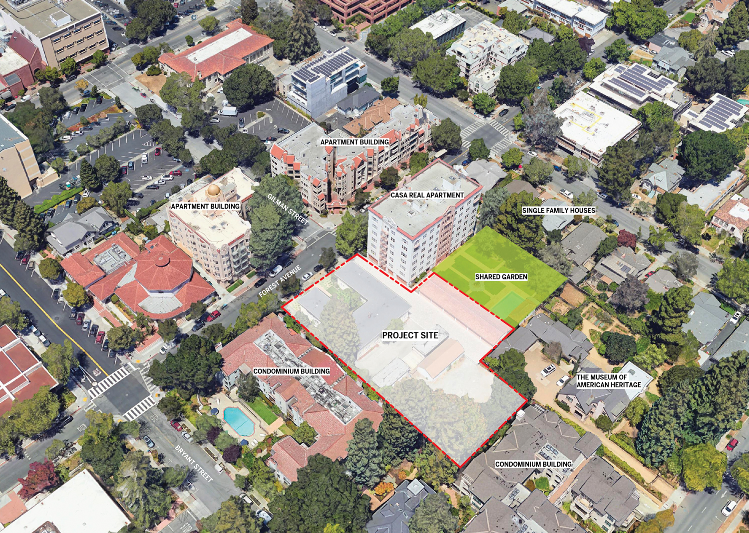 332 Forest Avenue aerial view, illustration by Steinberg Hart