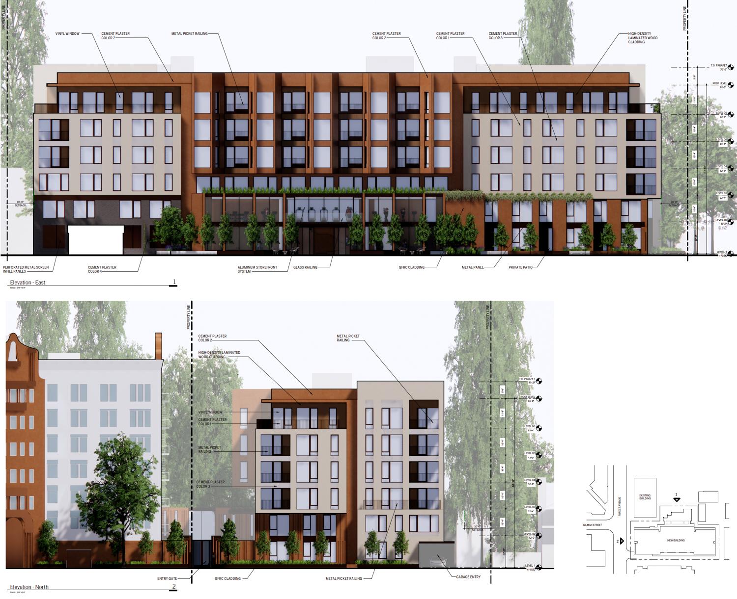 332 Forest Avenue elevation, rendering by Steinberg Hart