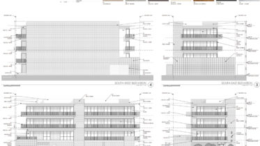 340 Palo Alto Avenue facade elevation, illustration by Heather Young Architects
