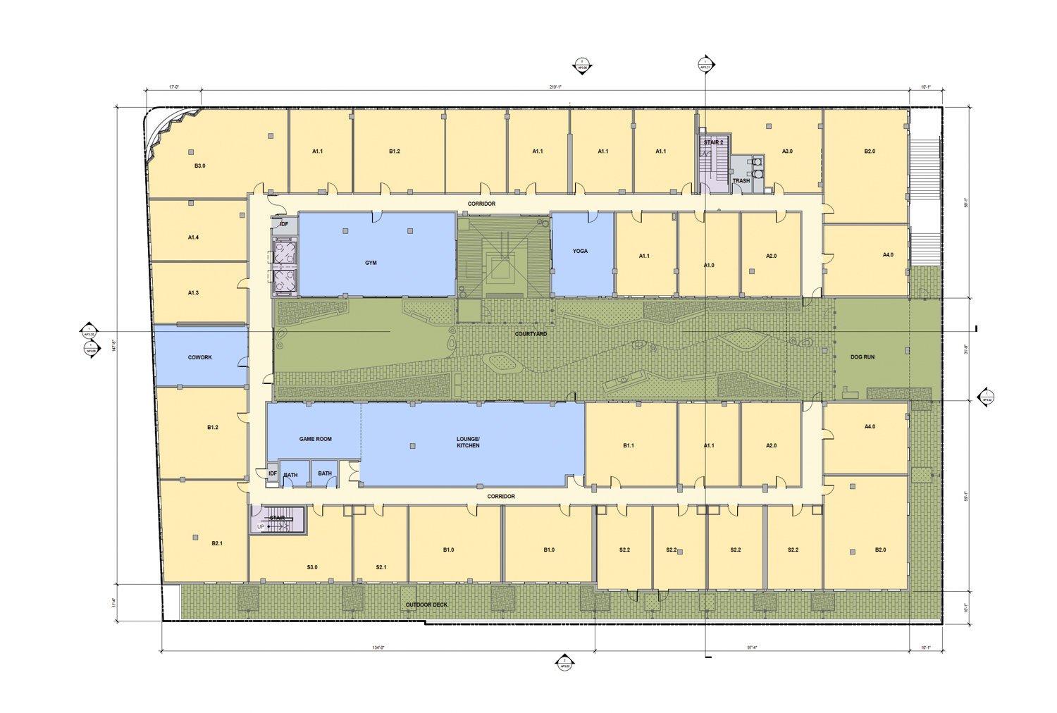 470 West San Carlos Street second-level floor plan, illustration by BDE Architecture
