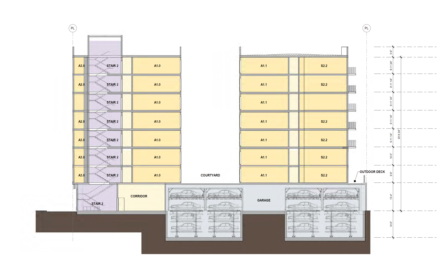 470 West San Carlos Street vertical cross-section, illustration by BDE Architecture